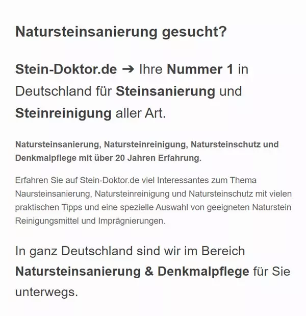 Natursteinsanierung / Natursteinreinigung für Margetshöchheim